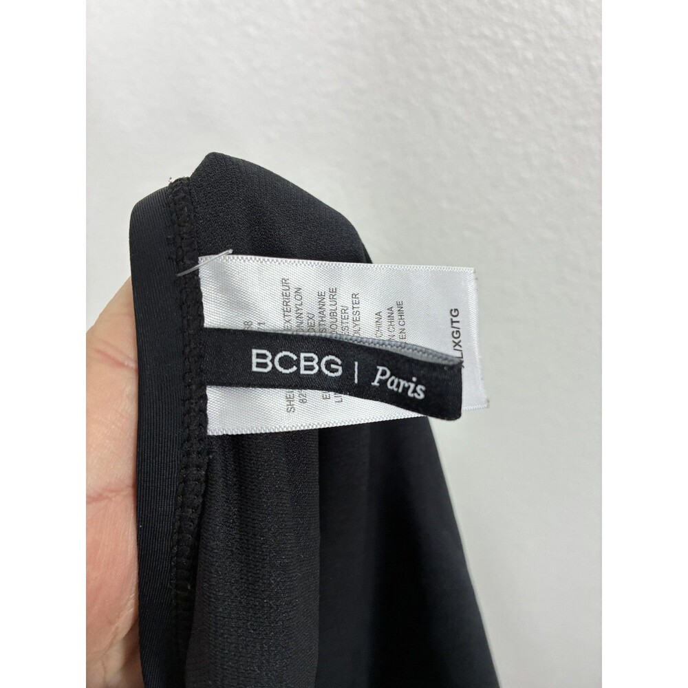 BCBG Paris Bikini Swim Bottom Womens XL Black High Waisted Ruched Side Ties - Picture 5 of 14